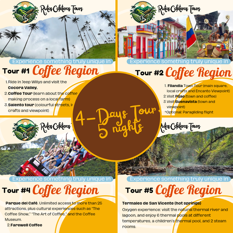 4 days 5 nights Coffee Region Tour coffe park and hot springs 4 days 5 nights Coffee Region Tour coffe park and hot springs